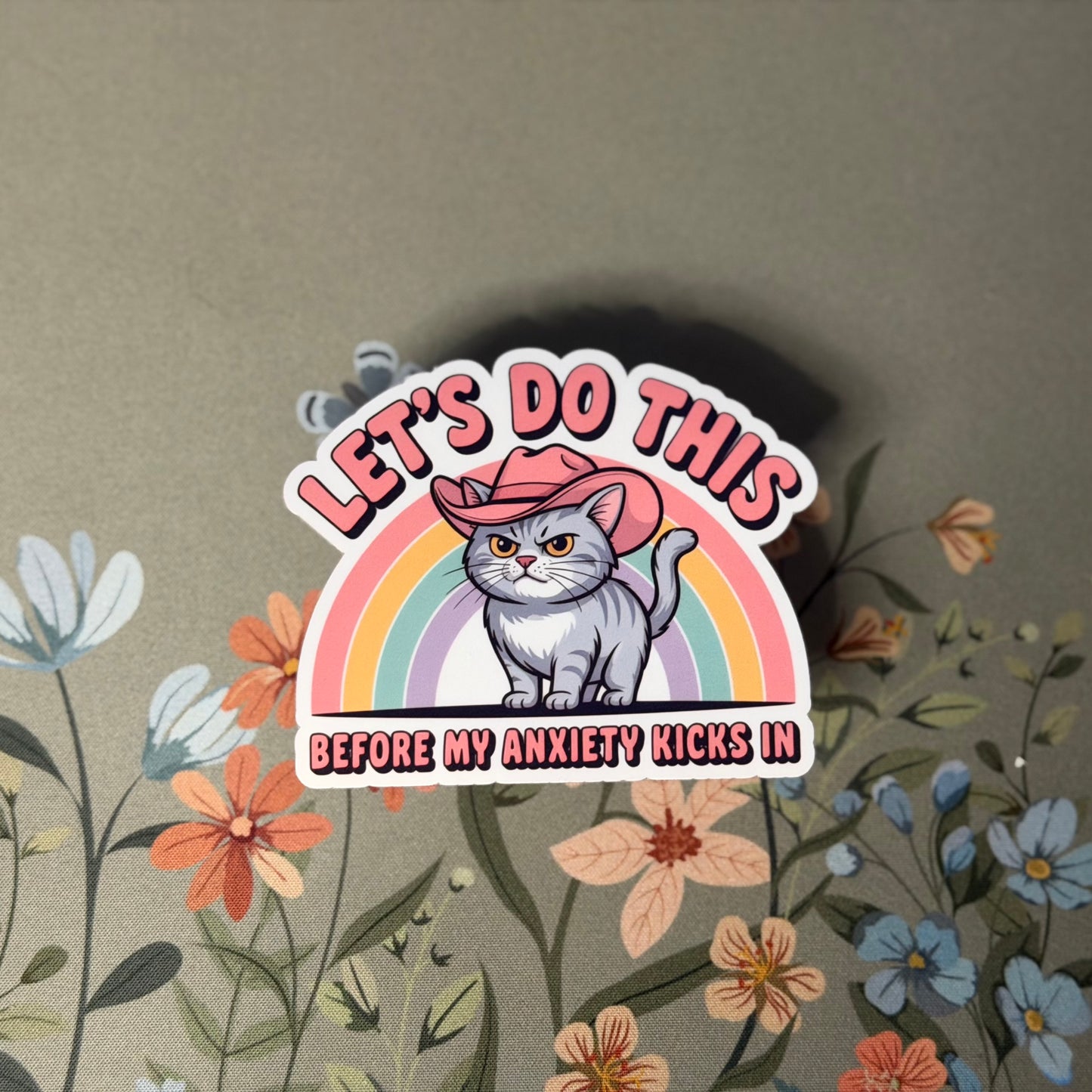 Anxiety cat sticker