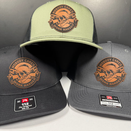 Nobody Cares Work Harder Patch Hat – Skull Trucker Cap
