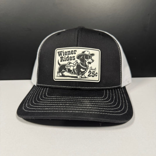 Wiener Rides Just 25¢ Patch Hat – Funny Western Dachshund Trucker Cap