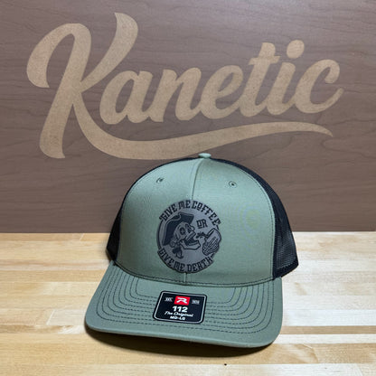 Give Me Coffee or Give Me Death Skull Patch Hat