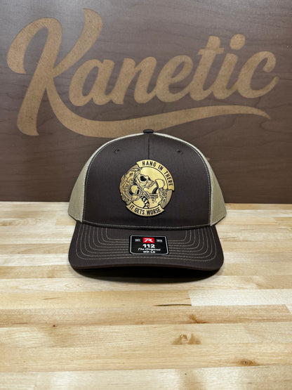 Hang In There It Gets Worse Skeleton Patch Hat