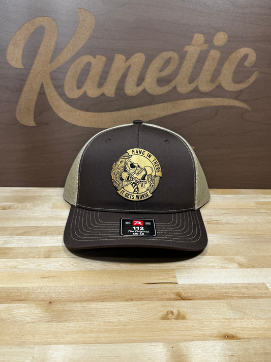 Hang In There It Gets Worse Skeleton Patch Hat